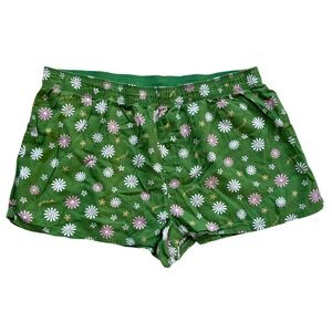 Victoria's Secret PINK Green Daisy Floral Pajama Shorts Sleepwear L Lounge Wear